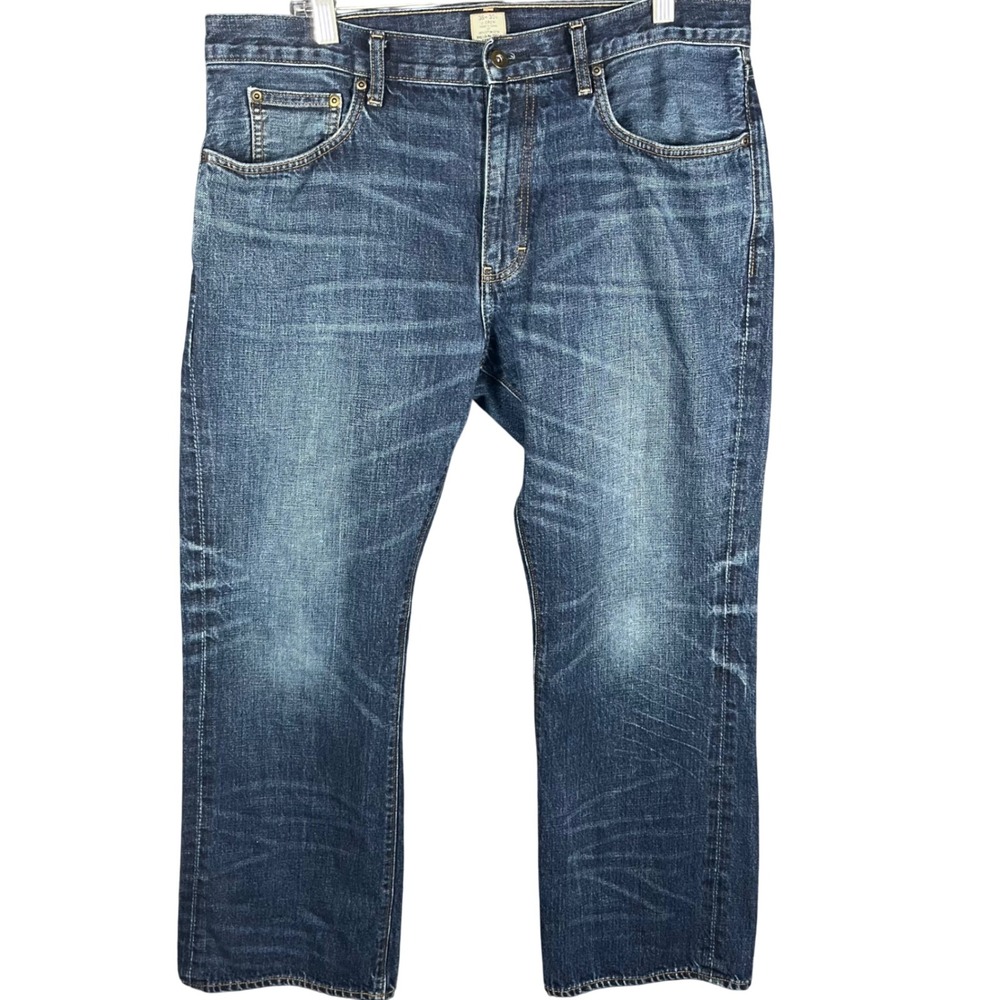 J.Crew Vintage Bootcut Jeans Mens 36 Blue Medium Wash Whiskered Denim 77388